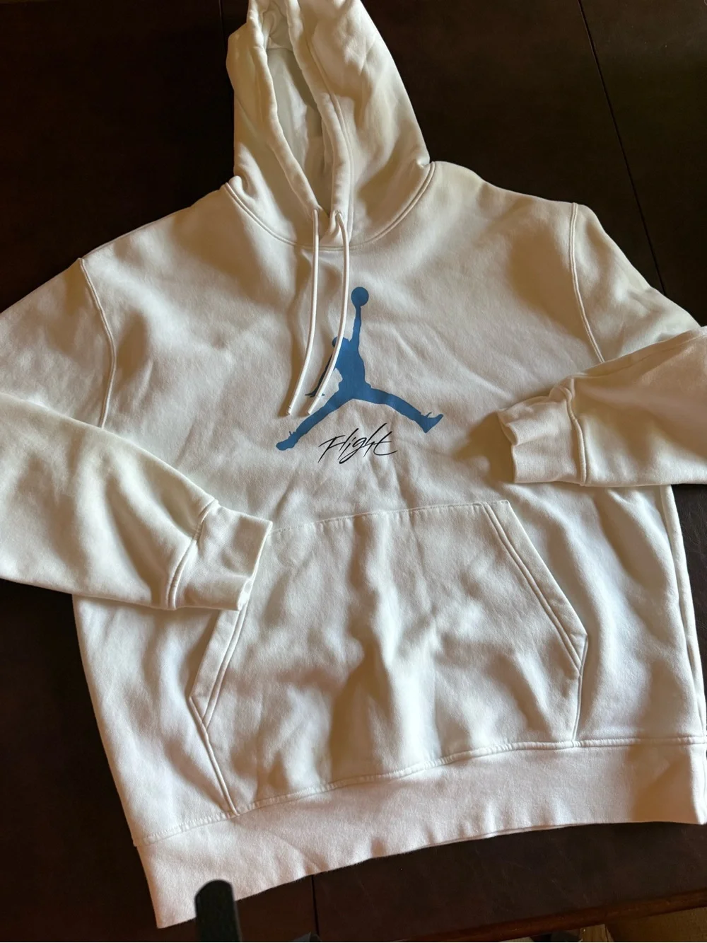 Jordan White Hoodie with Blue Jumpman Logo large
